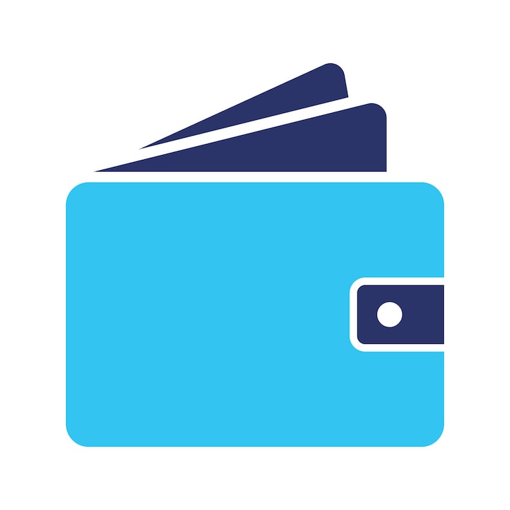 Vecteur gratuit portefeuille de style glyphe bleu