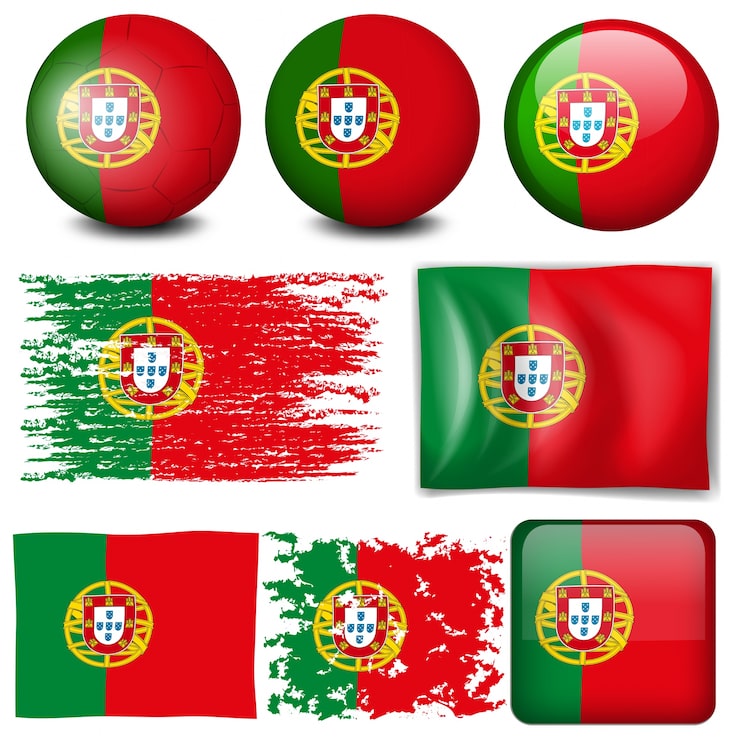 Vecteur gratuit portugul flag on many items illustration
