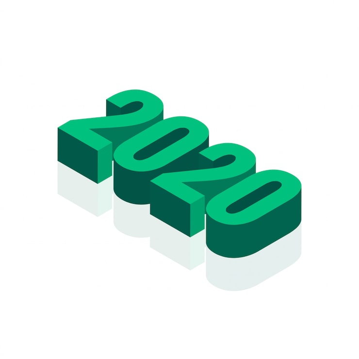 Vecteur gratuit résumé 3d 2020 nouvel an texte sur blanc