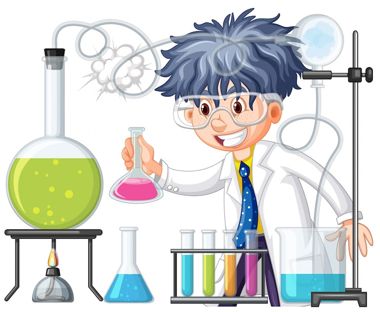 Vecteur gratuit scientifique faisant une expérience dans un laboratoire scientifique