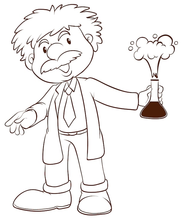 Vecteur gratuit un simple croquis d'un scientifique