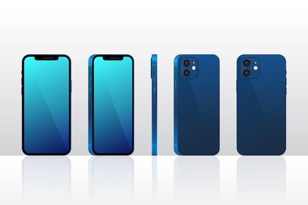 Vecteur gratuit smartphone réaliste dans différentes perspectives
