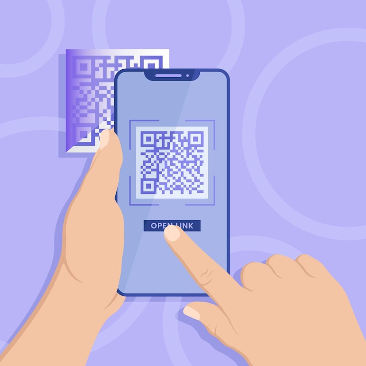 Vecteur gratuit smartphone scannant le code qr