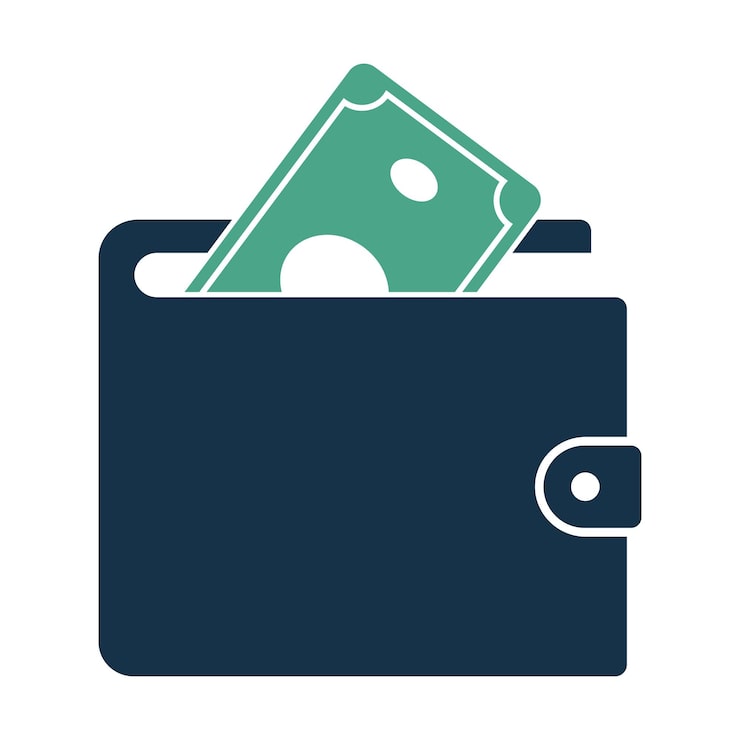 Vecteur gratuit style de glyphe de portefeuille avec billet d'argent