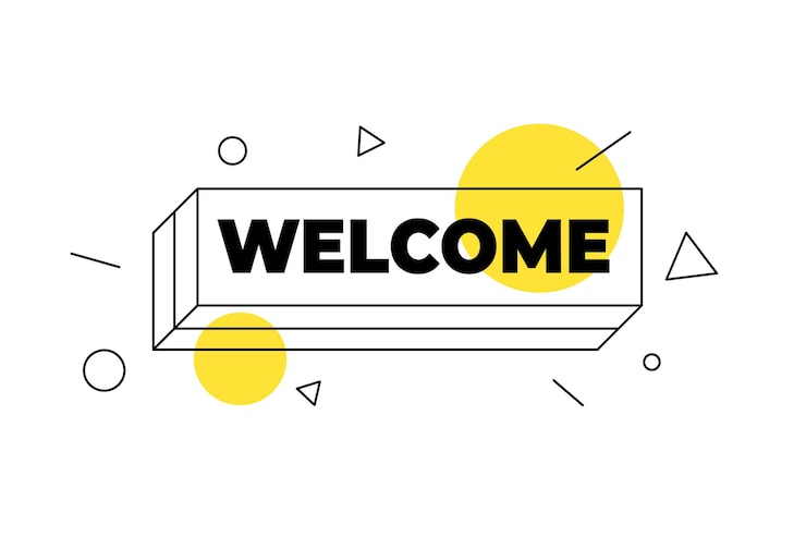 Vecteur gratuit style memphis texte de bienvenue arrière-plan pour votre prochain événement joyeux