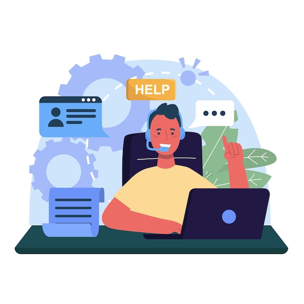 Vecteur gratuit support client plat organique