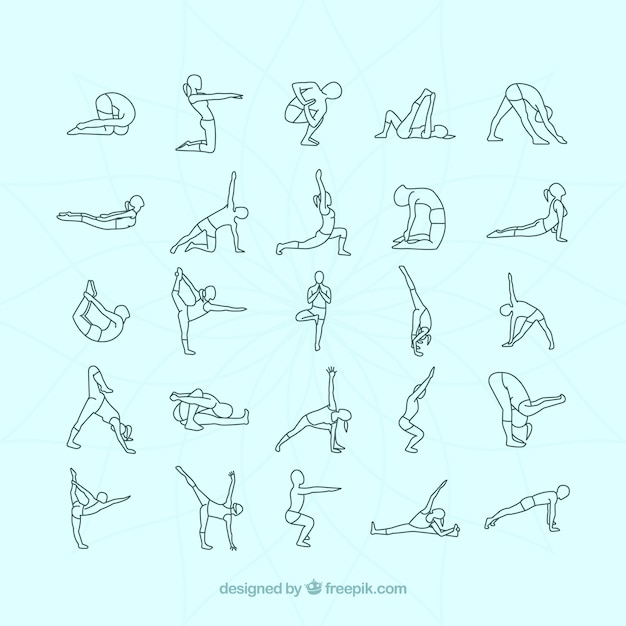 Vecteur gratuit une variété de postures de yoga