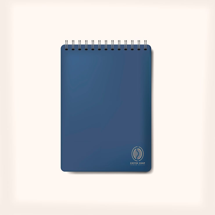 Vecteur gratuit vecteur isolé maquette de cahier bleu en spirale