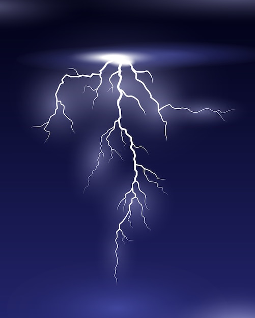 Vecteur gratuit vector éclair sur illustration de nuit
