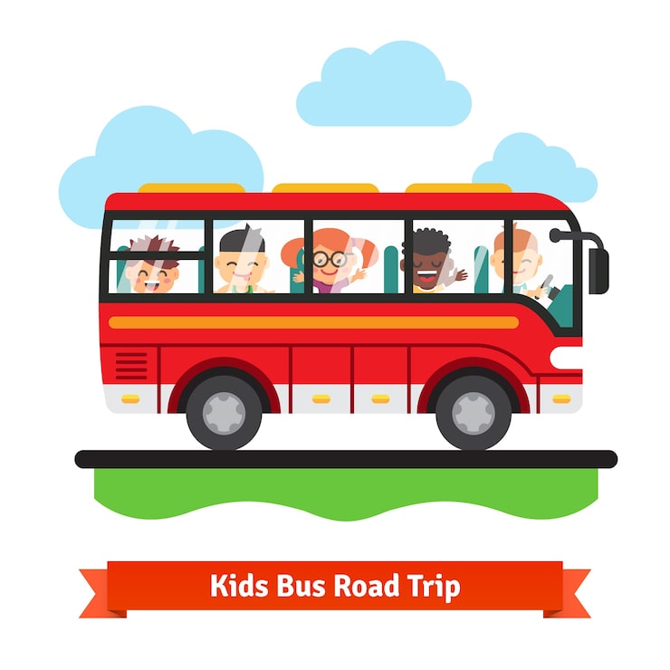 Vecteur gratuit voyage en autobus pour enfants