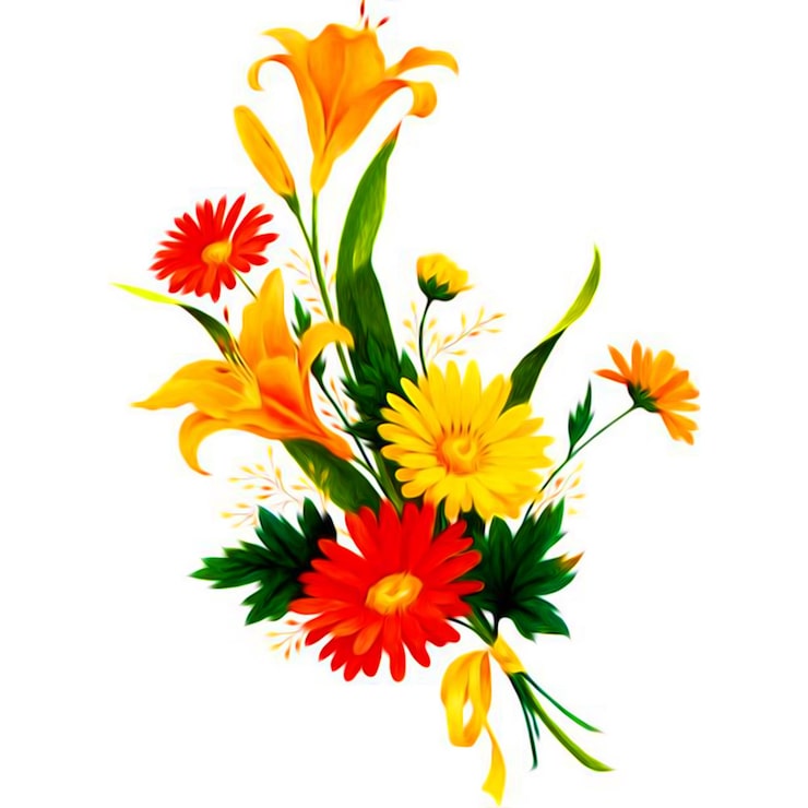 Vecteur un bouquet de fleurs sur fond blanc