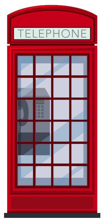 Vecteur une cabine téléphonique rouge sur fond blanc