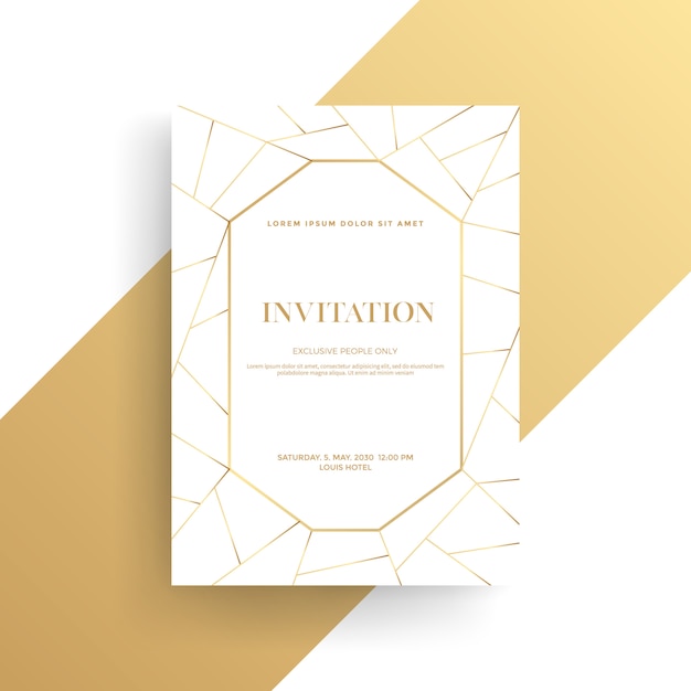 Vecteur carte d'invitation de luxe avec texture dorée