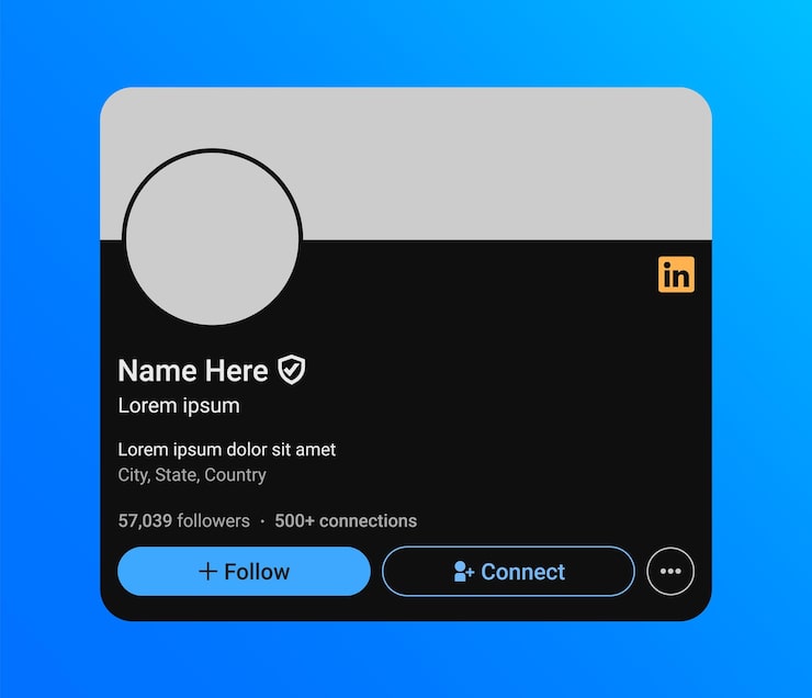 Vecteur conception de la carte de profil linkedin