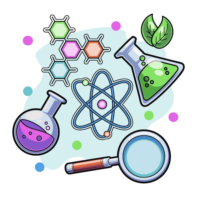 Vecteur conception d'éléments de l'école dessinés à la main pour les outils de laboratoire