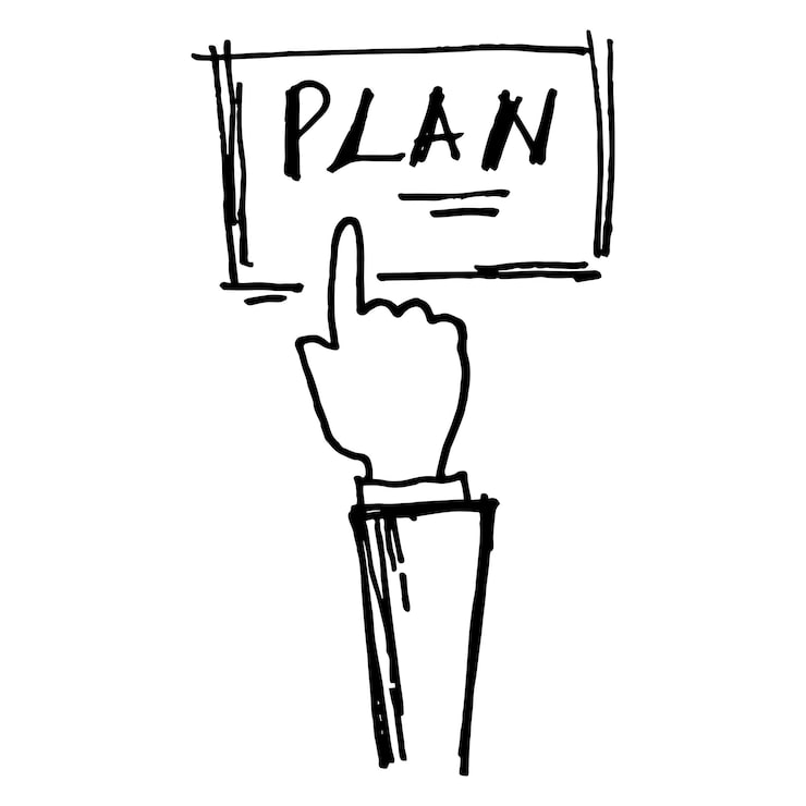 Vecteur doodle main gestes icône main pour illustration vectorielle de plan d'affaires