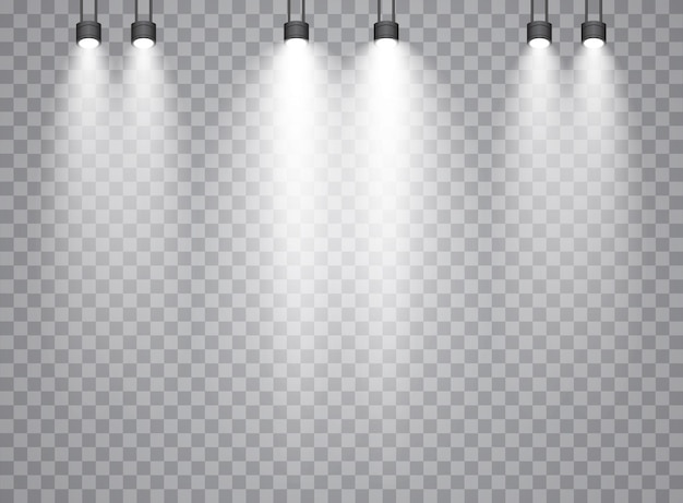 Vecteur éclairage lumineux avec des projecteurs