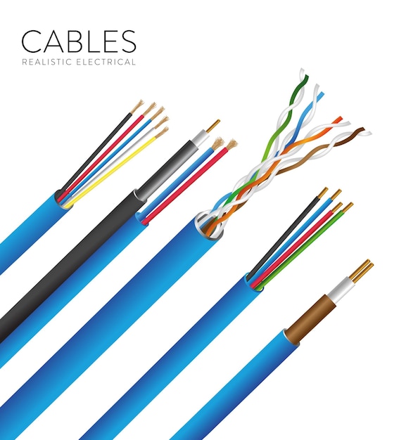 Vecteur ensemble de câbles électroniques réalistes