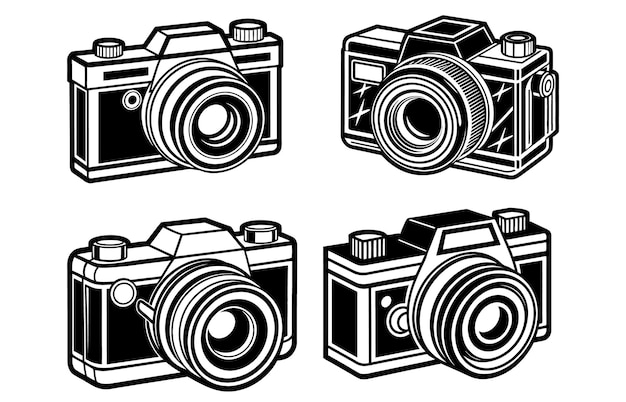 Vecteur un ensemble d'illustrations vectorielles de caméras