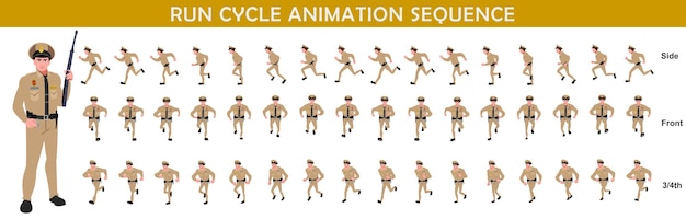 Vecteur exécuter la séquence d'animation du cycle