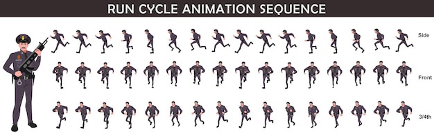 Vecteur exécuter la séquence d'animation du cycle