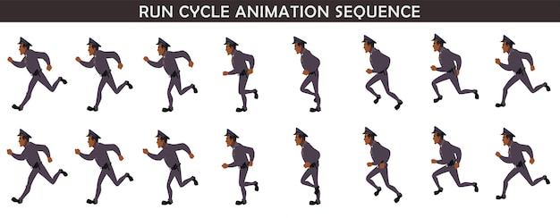 Vecteur exécuter la séquence d'animation du cycle