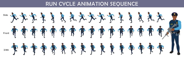 Vecteur exécuter la séquence d'animation du cycle