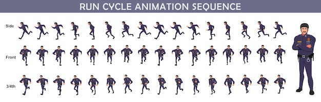 Vecteur exécuter la séquence d'animation du cycle