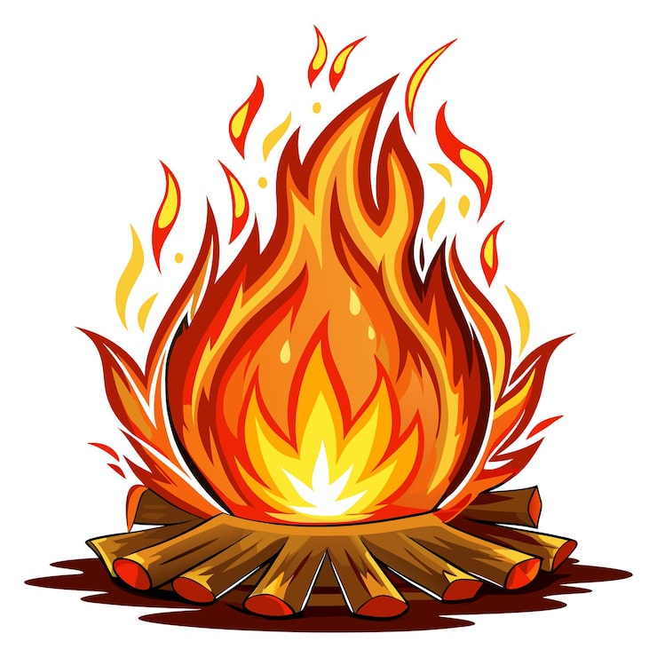 Vecteur feu de joie sur fond blanc 11