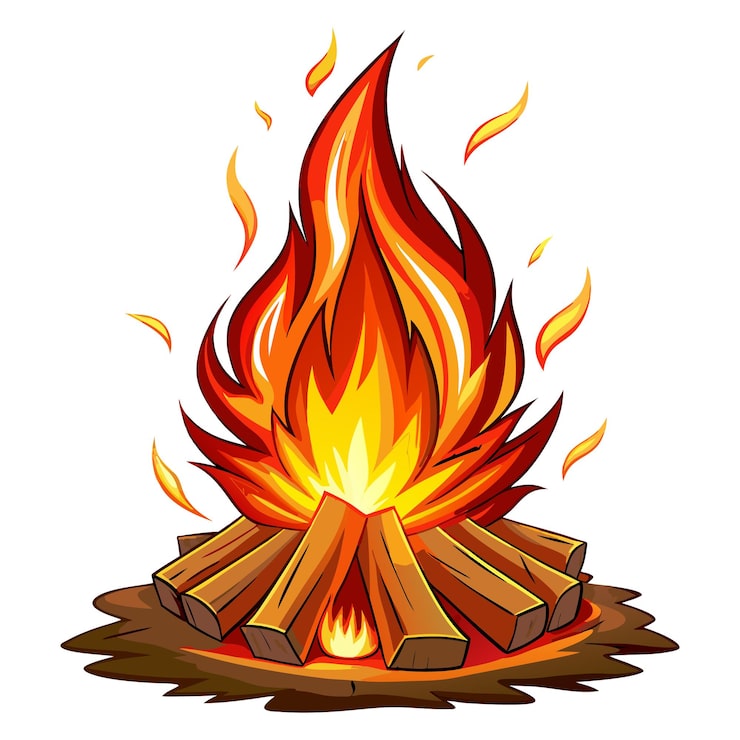 Vecteur feu de joie sur un fond blanc 15