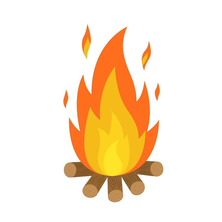 Vecteur flammes de feu de camp isolées