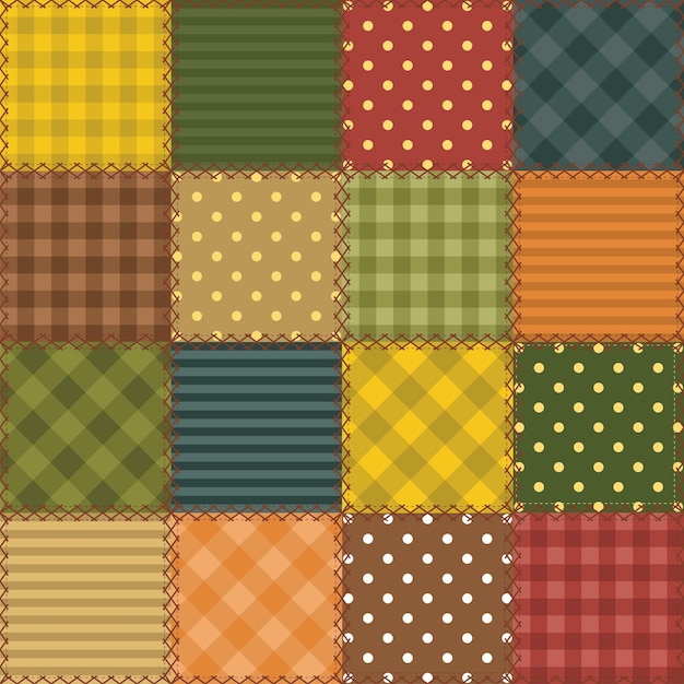 Vecteur fond patchwork avec différents motifs