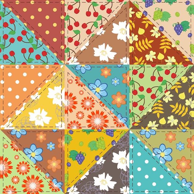 Vecteur fond patchwork avec différents motifs