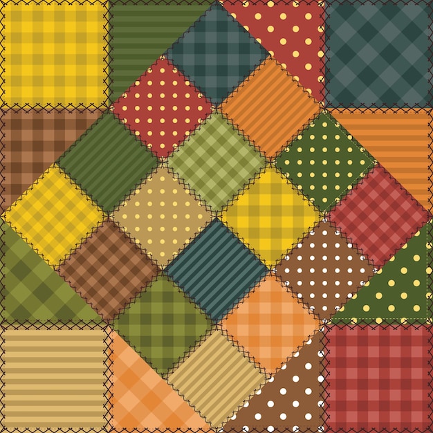 Vecteur fond patchwork avec différents motifs