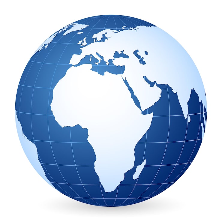 Vecteur globe terrestre bleu