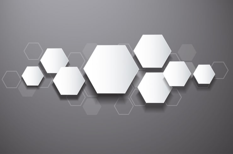 Vecteur hexagone abstrait et fond de l'espace