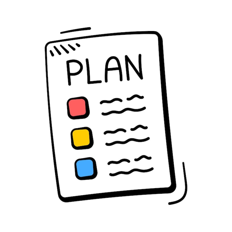 Vecteur icône de document de plan d'affaires pour le succès de la gestion stratégique financière