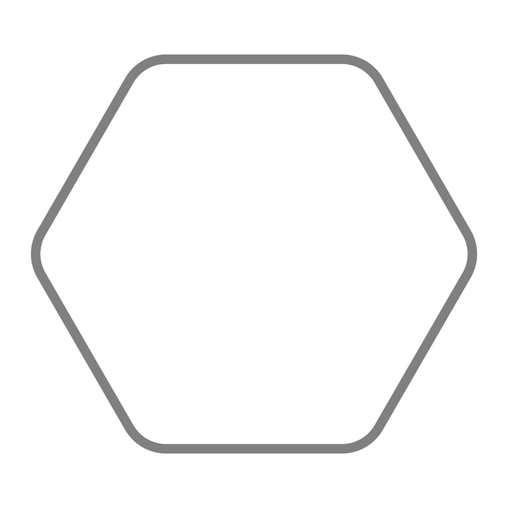 Vecteur icône d'hexagone d'angle arrondie avec contour de traits