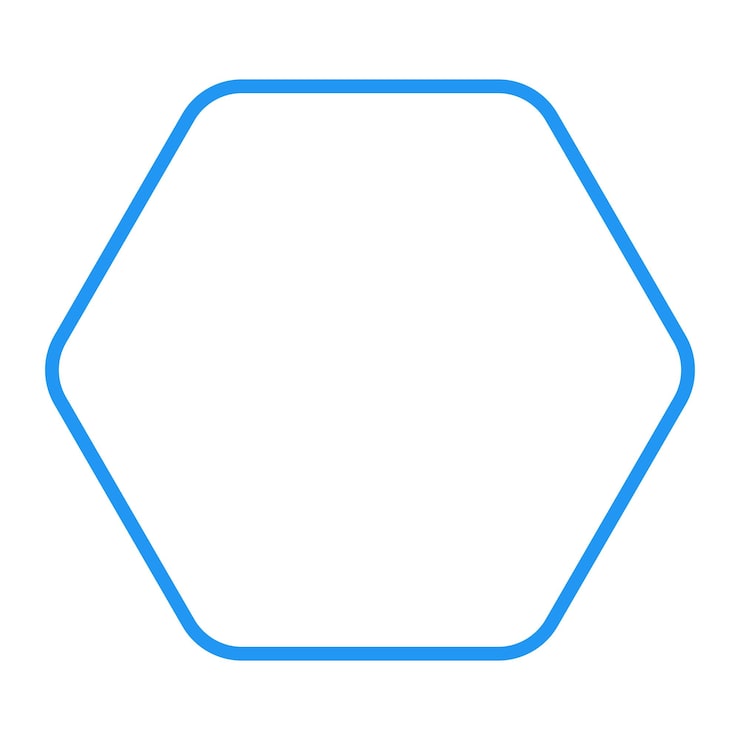 Vecteur icône d'hexagone d'angle arrondie avec contour de traits