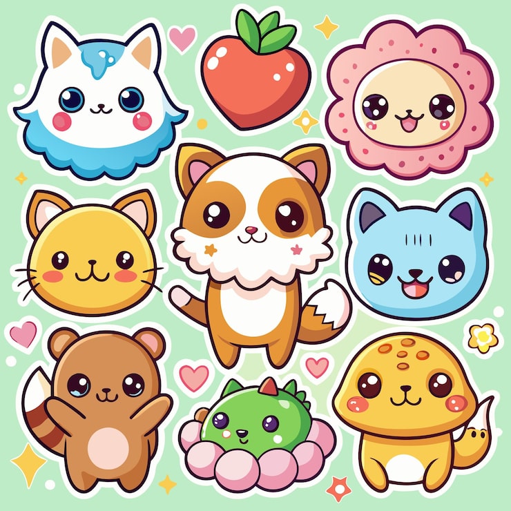 Vecteur l'icône de la mascotte des animaux de kawai
