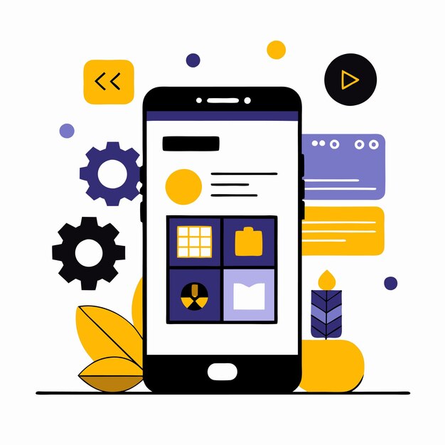 Vecteur illustration du concept de conception de l'interface utilisateur d'une application mobile moderne