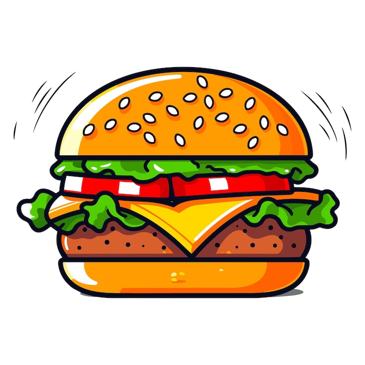 Vecteur illustration isolée du vecteur de burger de dessin animé