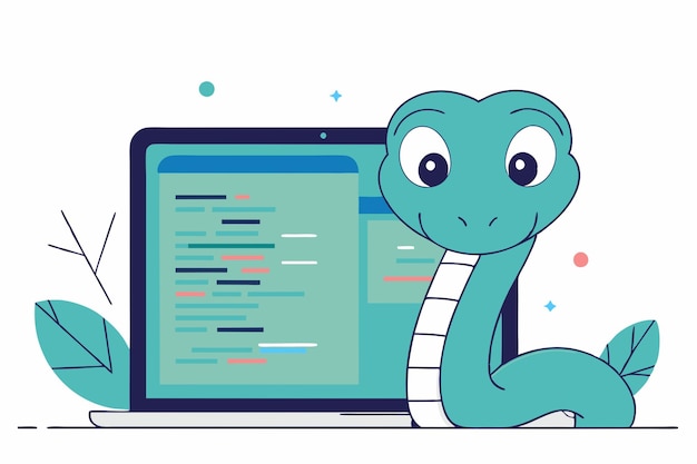 Vecteur illustration vectorielle du codage python sur l'ordinateur portable