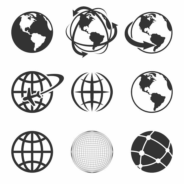 Vecteur illustration vectorielle des icônes du globe terrestre