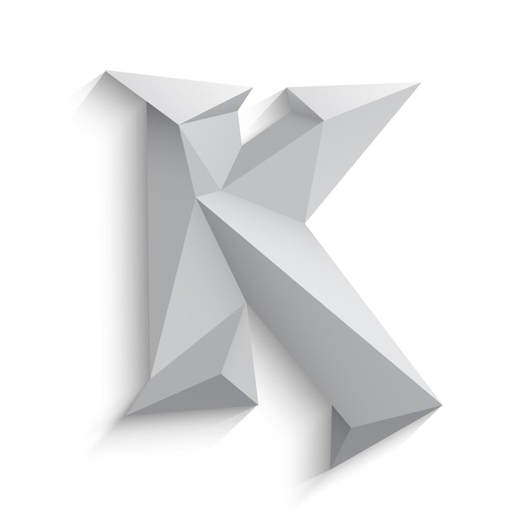Vecteur illustration vectorielle de la lettre k 3d sur fond blanc