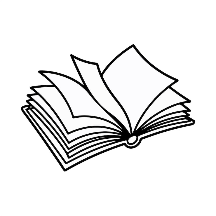 Vecteur un livre ouvert avec des pages qui flottent