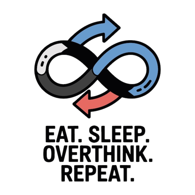 Vecteur manger dormir trop réfléchir répéter cycle