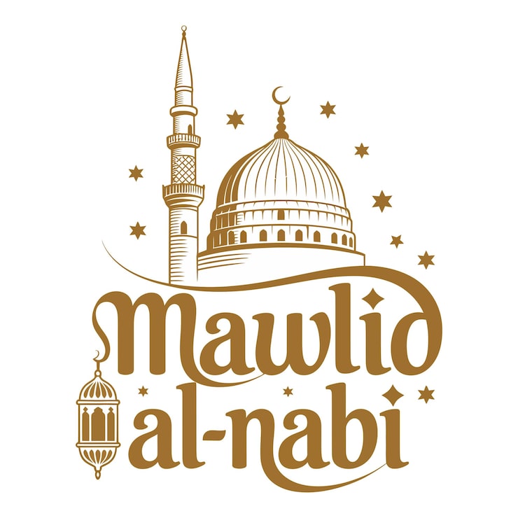 Vecteur mawlid al nabi, conception vectorielle, mosquée plate et éléments islamiques