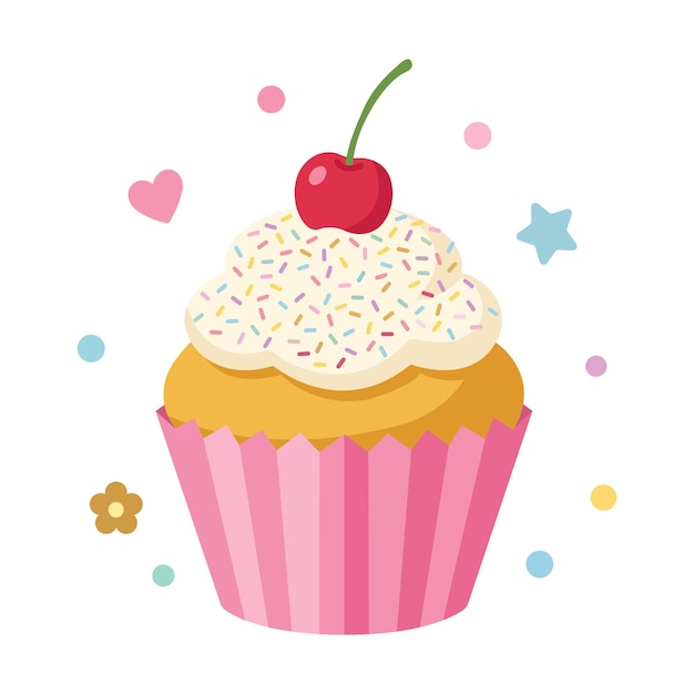 Vecteur mignon cupcake kawaii