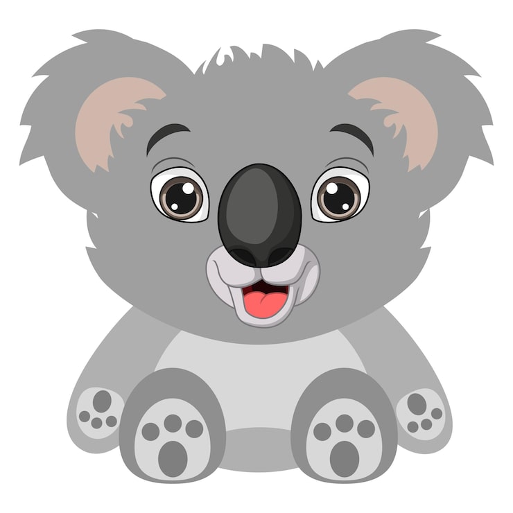Vecteur un mignon koala de dessin animé souriant et assis